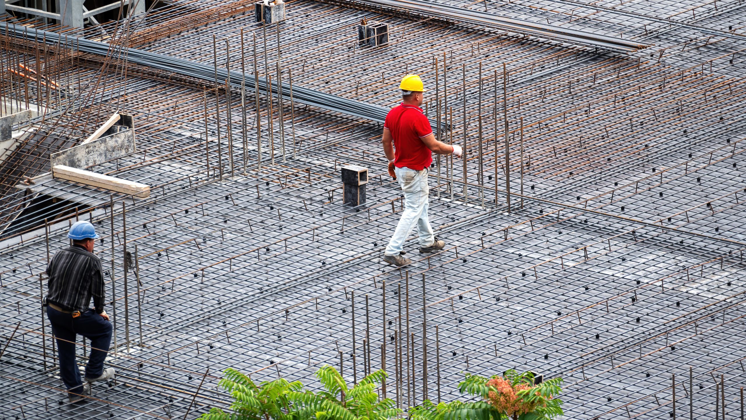 Construction workers on the roof